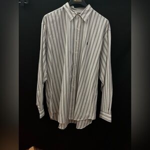 Ralph Lauren XXL  Black/White Striped Long Sleeve  Button Shirt 100% Cotton